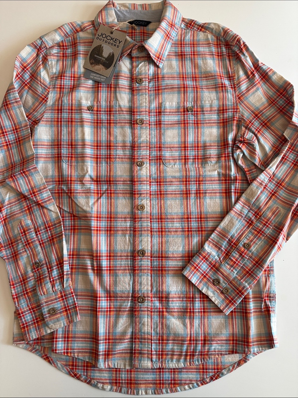 Jockey Luke Bryan Outdoors Plaid Button-Down Shirt in Red Blue Sz S Mens NWT